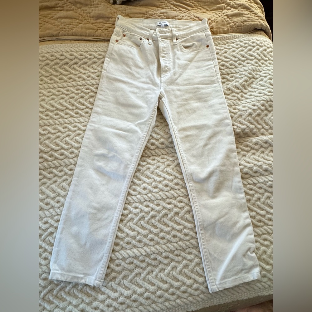RE/DONE high waist white crop skinny jeans